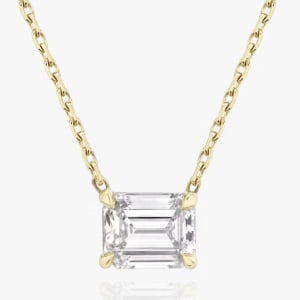 Emerald Cut LGD 1.00cttw Pendant 14K YG 16 inch chain